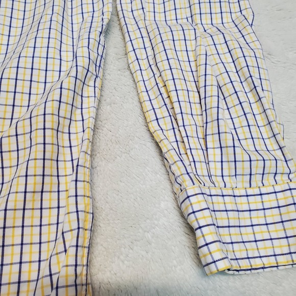 Ralph Lauren Blue Label Blake‎ White Yellow Blue Plaid Button Dress Shirt Medium - Picture 4 of 10
